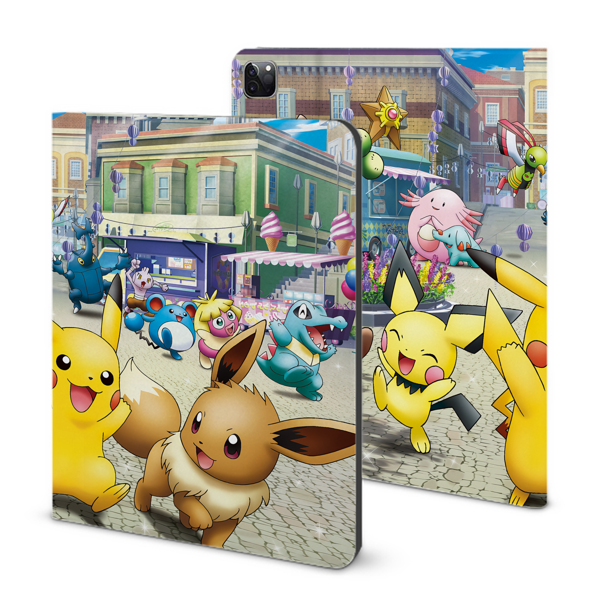 （画像用） ポケットモンスター Pokémon IPad ケース ブック型 PUレザー TPU 耐衝撃 軽量 薄型 ペン収納なし 全面保護 IPad 各モデル対応